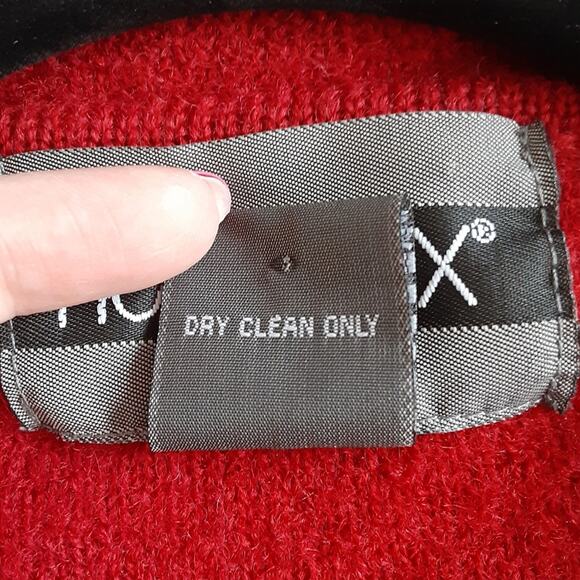 Vintage 100% Wool Red Cardigan Sweater Button Front Ornate Embroidery Holiday XL - Picture 11 of 14